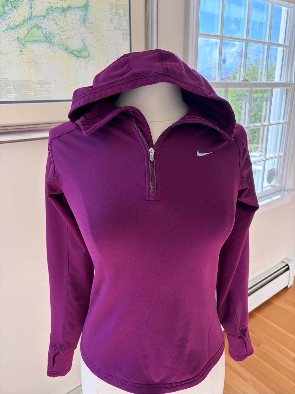 Nike Women's Plum Hooded Quarter-Zip Performance Top